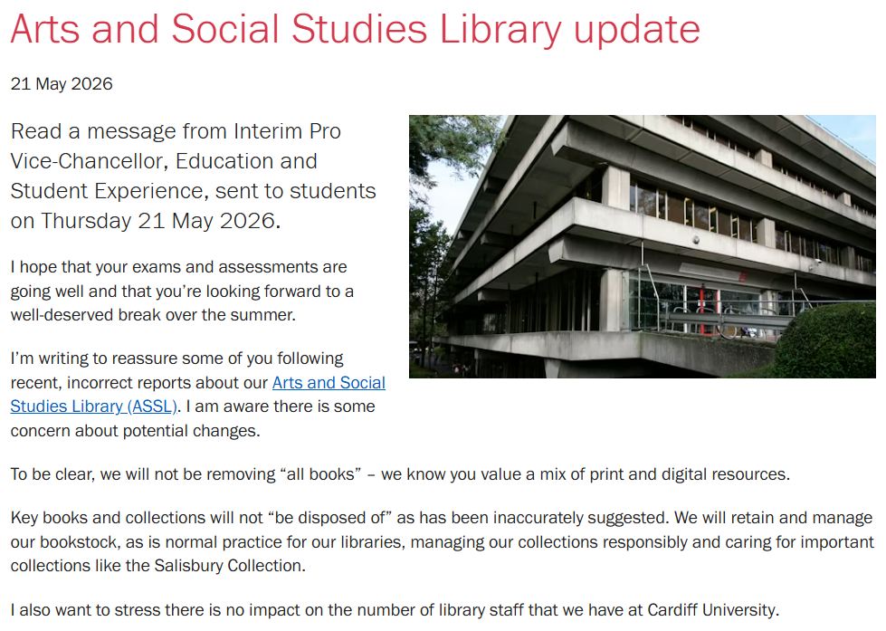 Part 1 of a statement by Cardiff University